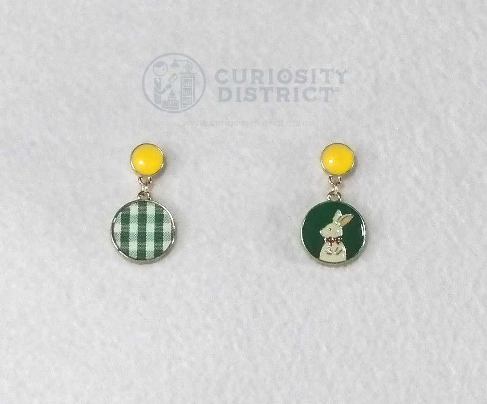Colorful Rabbit Asymmetric Earrings Front View