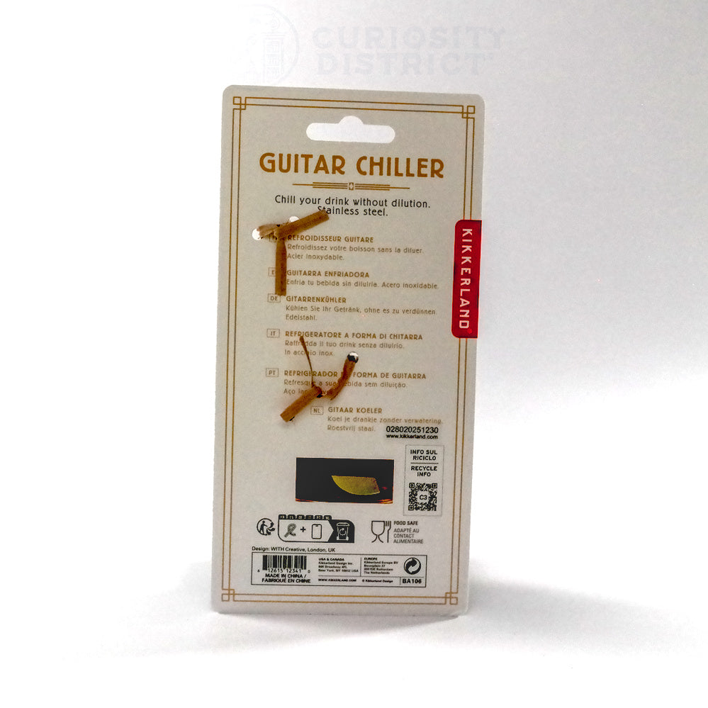Guitar Drink Chiller in its package viewed from the back