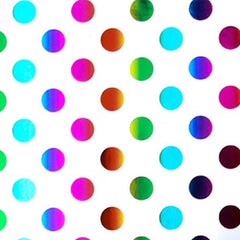 Puntos polka arcoíris metálico
