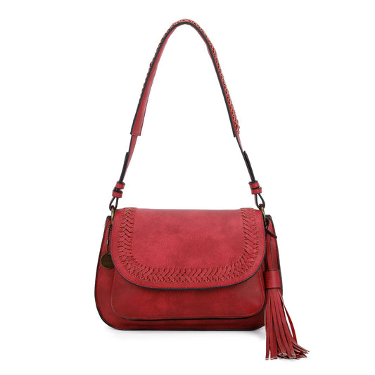 Alice Classic Vegan Leather Bag Burgundy Front View