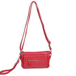 Anita Soft Vegan Leather 3 in 1 Crossbody Wristlet Bag – Crimson Red × 1