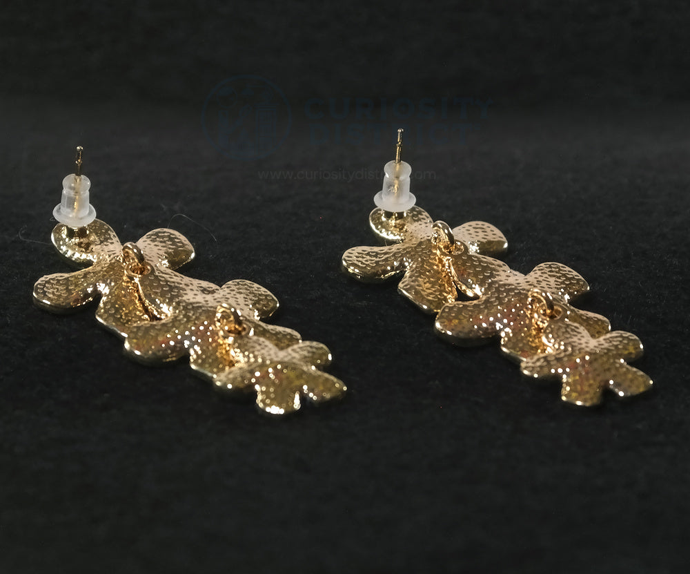 Colorful Enamel Flower Long Earrings BackView