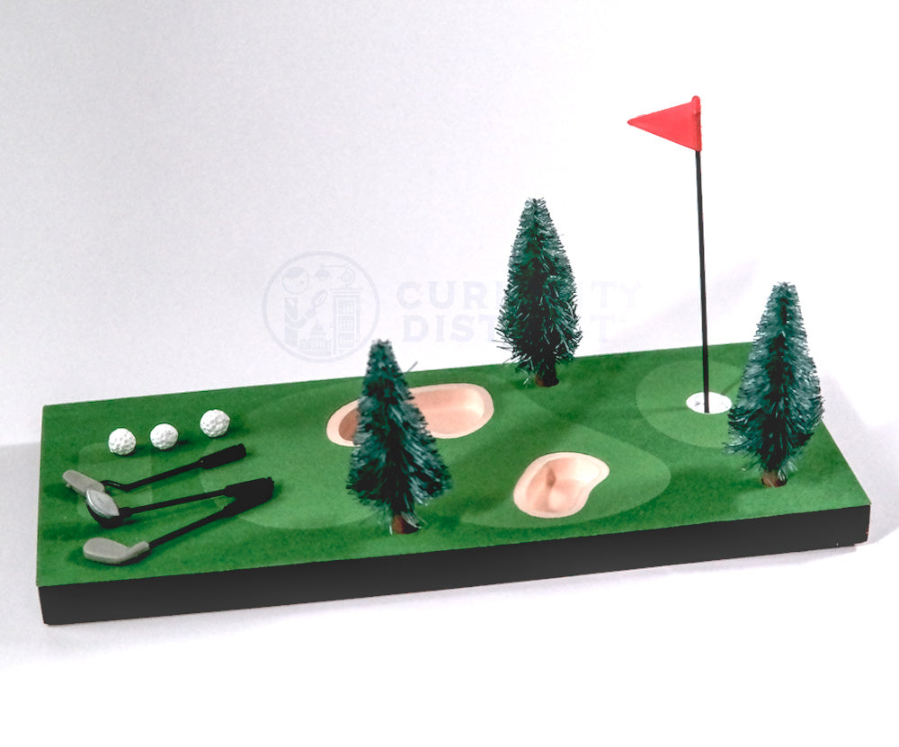 Front view of the Desktop Mini Golf Set put together