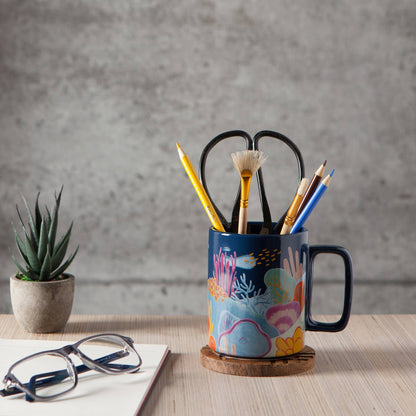 Ceramic Studio Mug on desk with pens and pencils