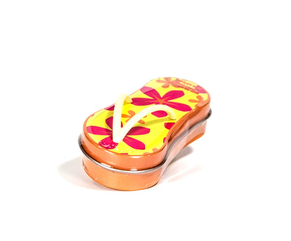 Floral Flip Flop Mint Tin Yellow front side view