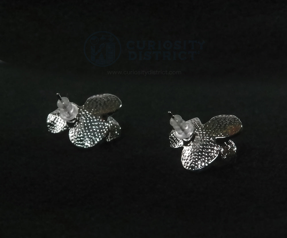 Floral Blue Petal Stud Earrings Back View