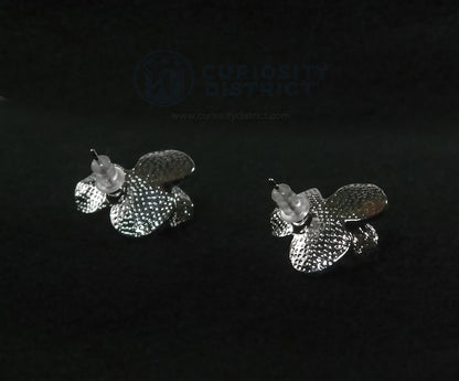 Floral Blue Petal Stud Earrings Back View
