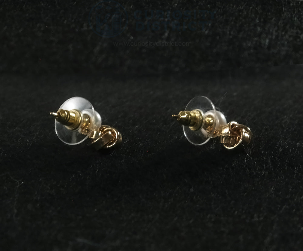 Back View of Geometric Freshwater Pearl Earrings 