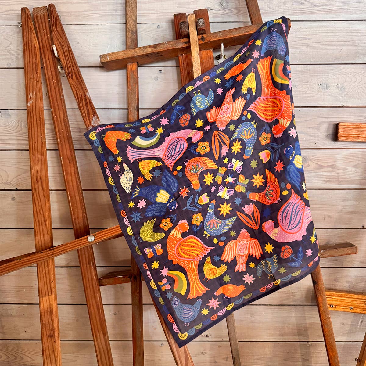 Matilda Bandana on a wooden easle