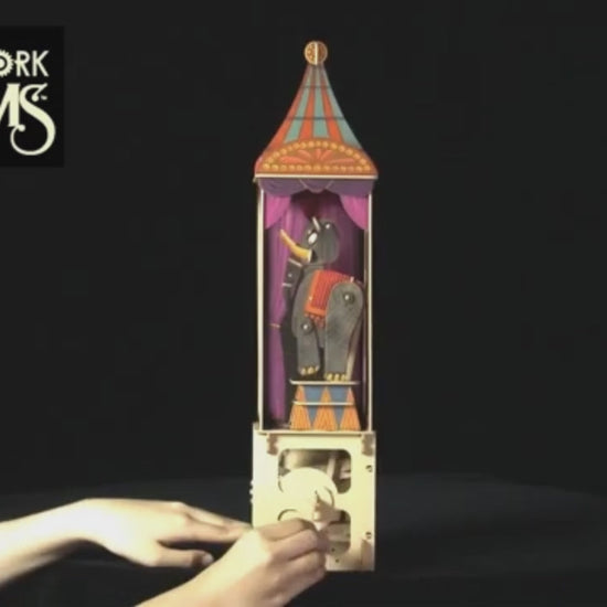 Video showcasing Circus Elephant Automata Wood 
