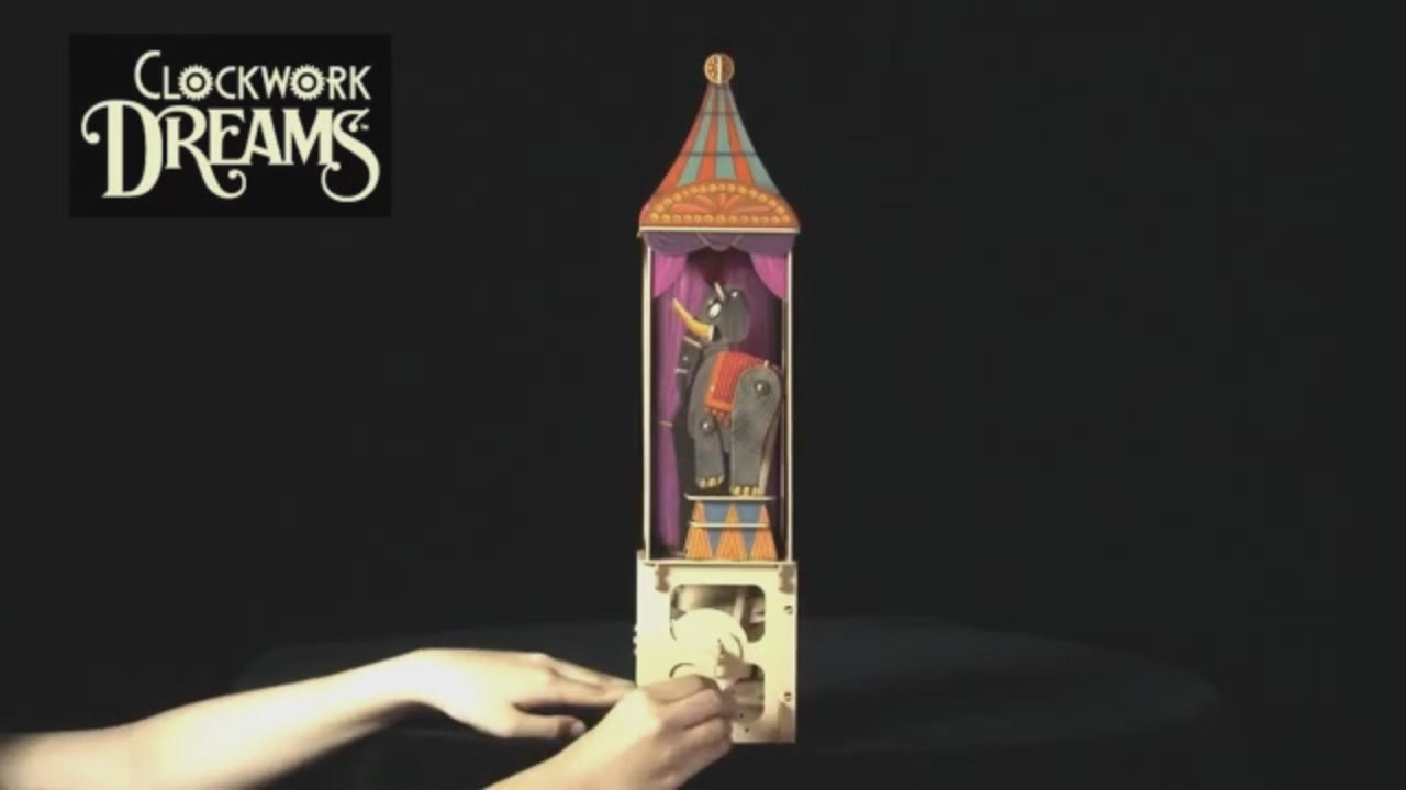 Video showcasing Circus Elephant Automata Wood 