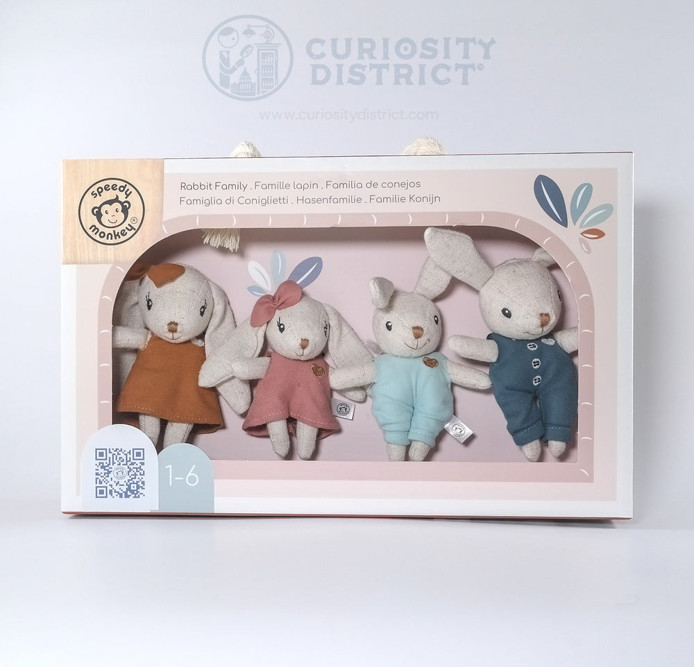 Charming Rabbit Family Stuffys front box view white background