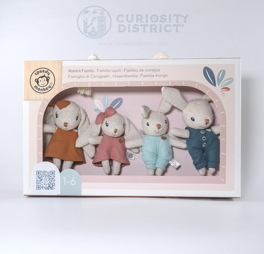 Charming Rabbit Family Stuffys front box view white background