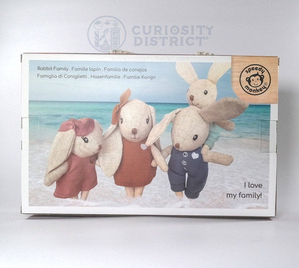 Charming Rabbit Family Stuffys back of the box view white background