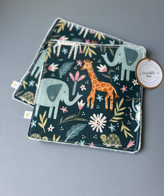 Front view of the Signature Minky Crinkle Sensory Toy, Welcome to the Jungle design