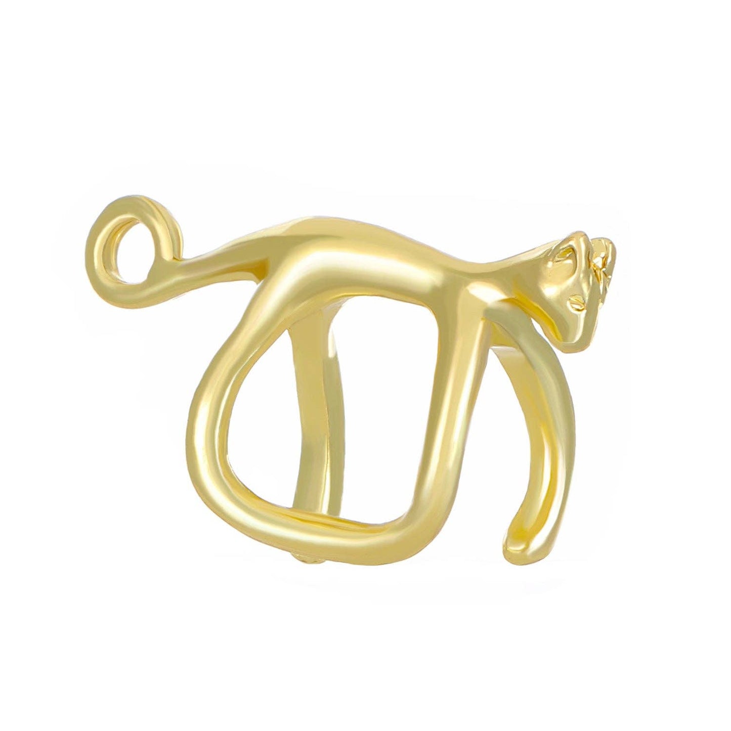 Gold cat-shaped pendant on a white background