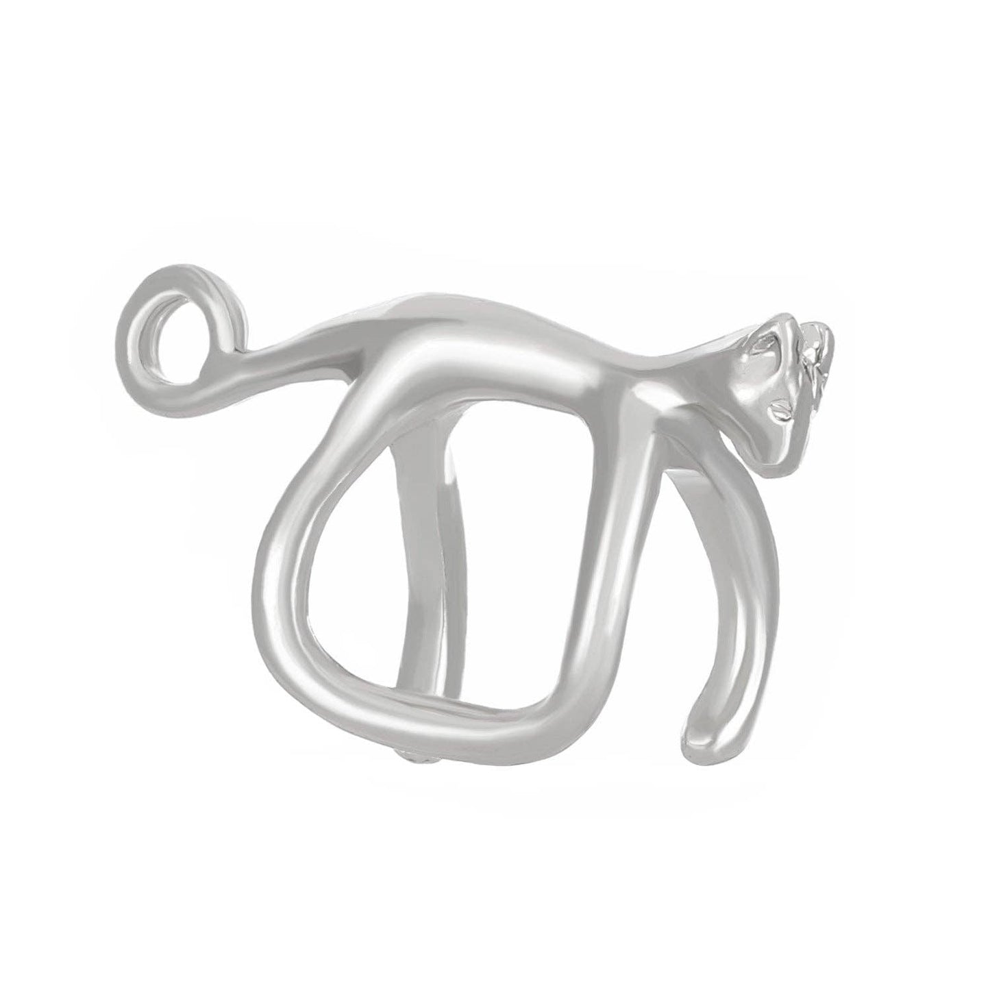 Silver cat pendant on a white background